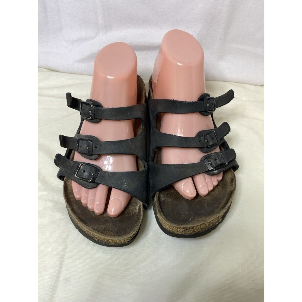Birkenstock 3 Strap Leather Sandals Black Unisex W's 9 M's 7 EU 40 - Picture 6 of 7